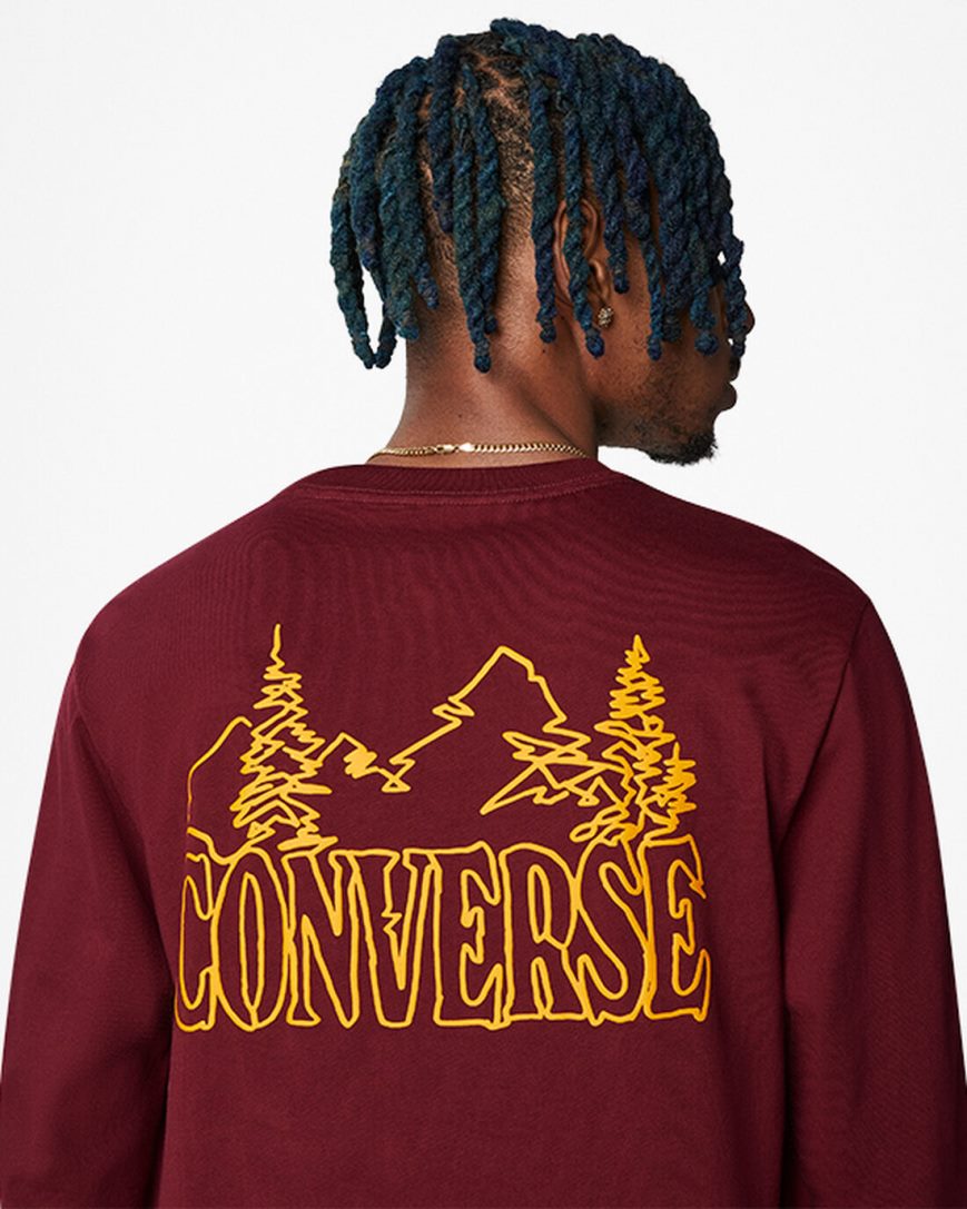 Pánské T-Shirts Converse Counter Climate Long Sleeve Tmavě Červené | CZ DSBI92